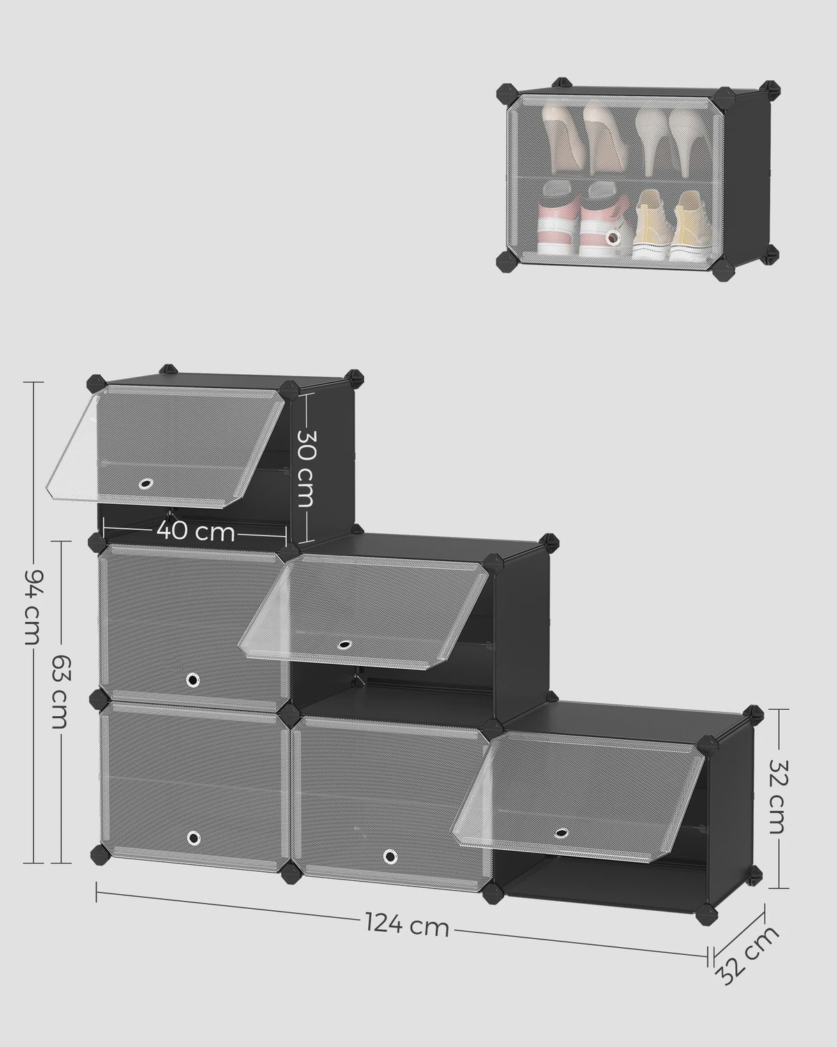 Ruime Schoenenkast voor 24 Paren - 82x32x92 cm - Modulair en Stijlvol