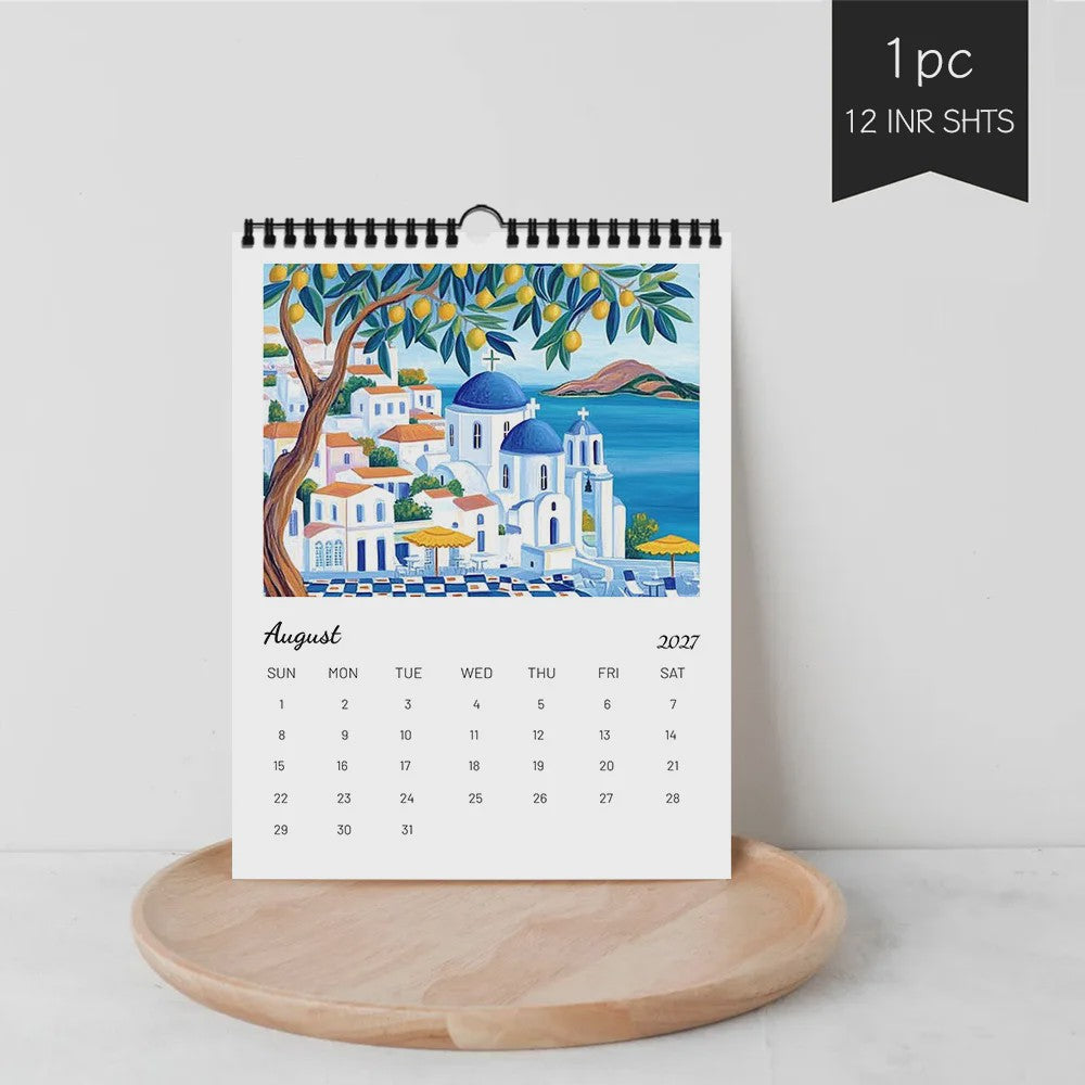 2027 Wandkalender met Ouyang Town Thema - 12 Maanden Planner & Perfect Cadeau