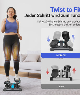 MERACH Mini Stepper met Weerstandsbanden - Twist Stair Climber voor Full Body Workout Thuis (max 150kg)