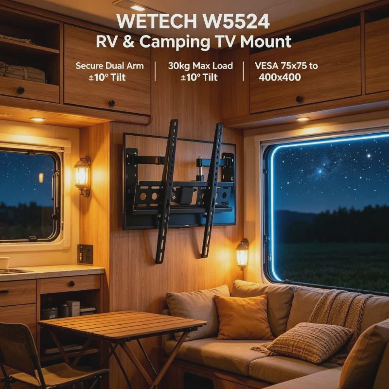 WETECH W5524 TV Muurbeugel - Dubbele Arm, 26-55 Inch, 30kg, Kantelbaar, VESA 75-400mm