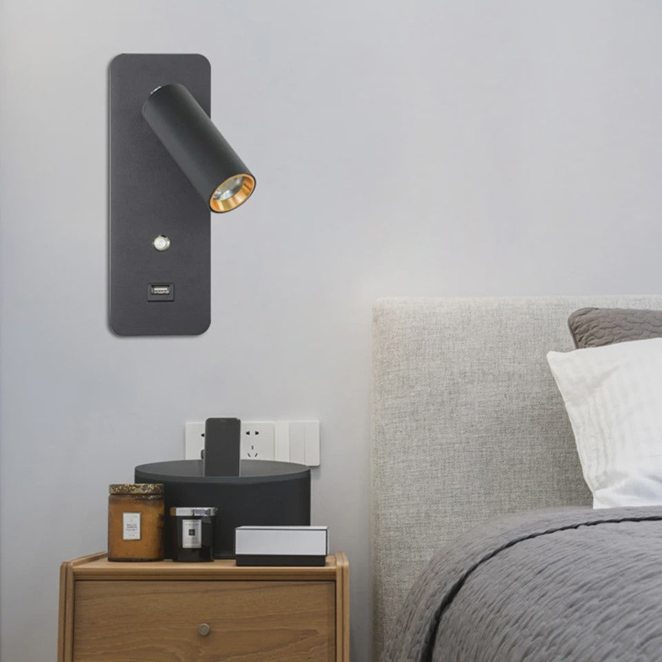 Moderne LED Wandlamp 7W met USB-poort en Schakelaar - Scandinavisch Design voor Slaapkamer & Woonkamer