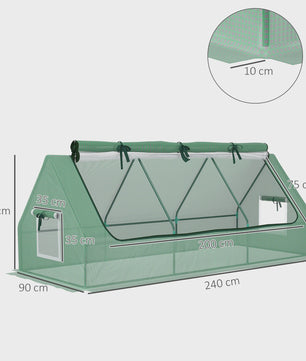 Outsunny Veranda Kas 240x90x90 cm met Groene Gaasramen