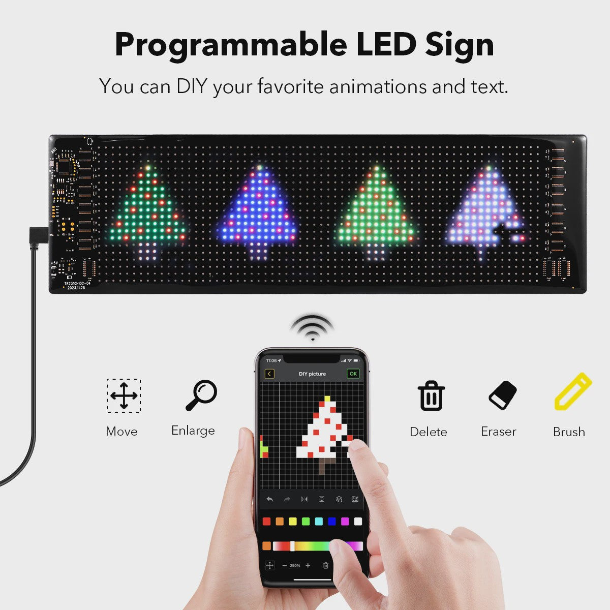 Flexibel 16x96 LED Matrix Pixel Paneel met Bluetooth App Controle - Programmeerbaar Verlichtingsbord