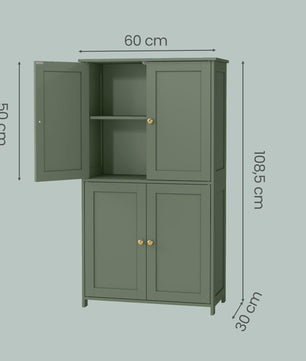 Vasagle Hoge Kast met 4 Deuren - Groen - 30x60x110 cm