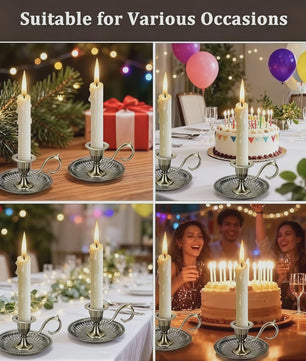Vintage Metalen Kandelaar met Handvat - Stijlvolle Kaarsenhouder voor Huisdecoratie & Feesten