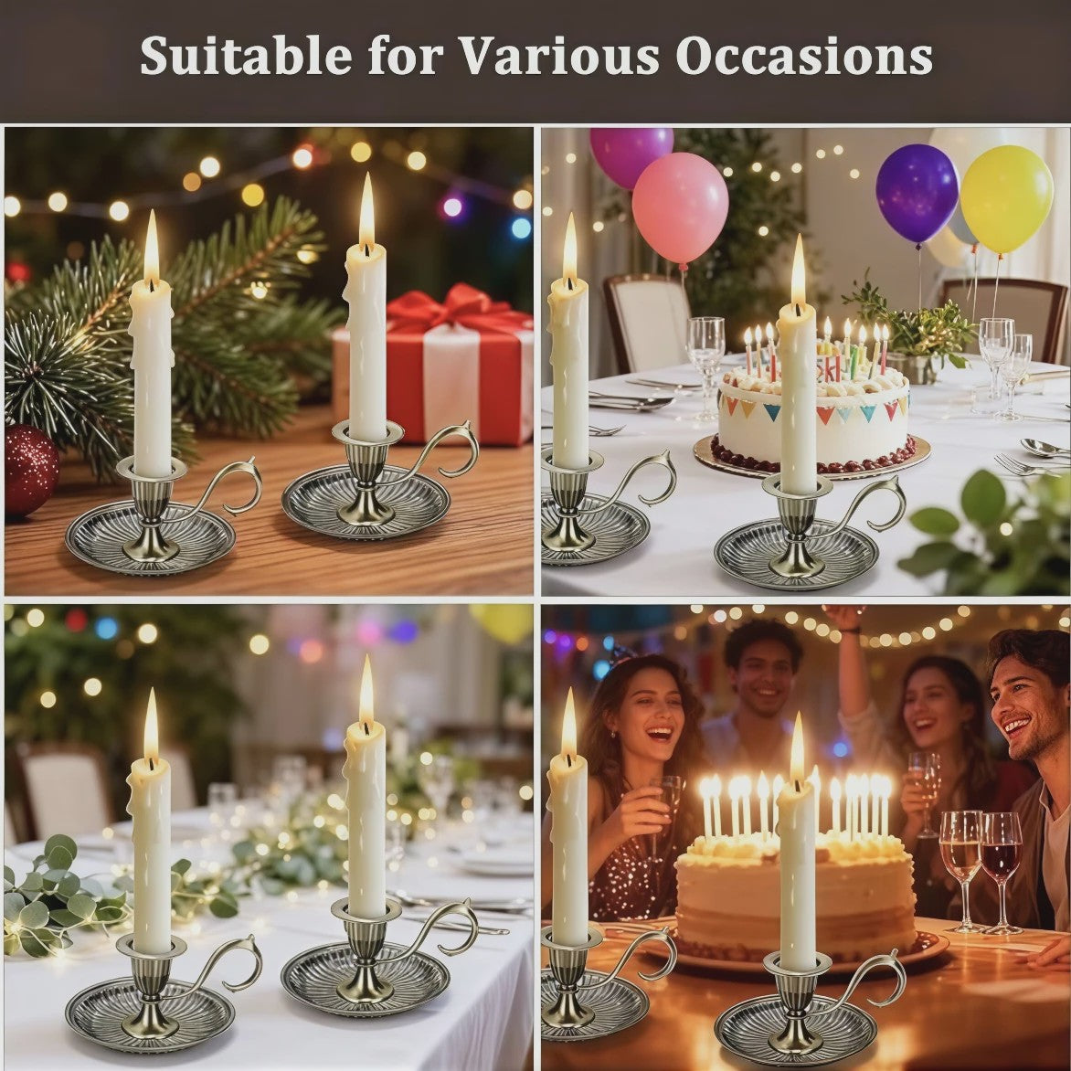 Vintage Metalen Kandelaar met Handvat - Stijlvolle Kaarsenhouder voor Huisdecoratie & Feesten