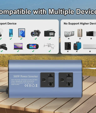 Krachtige 400W/500W/1500W Auto Omvormer: DC 12V naar AC 220V met 3x USB 2.0 en 1x USB QC3.0