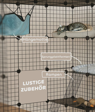 Grote DIY Kattenkooi Ren met Platforms en Hangmat - Ruim Binnenverblijf voor Katten