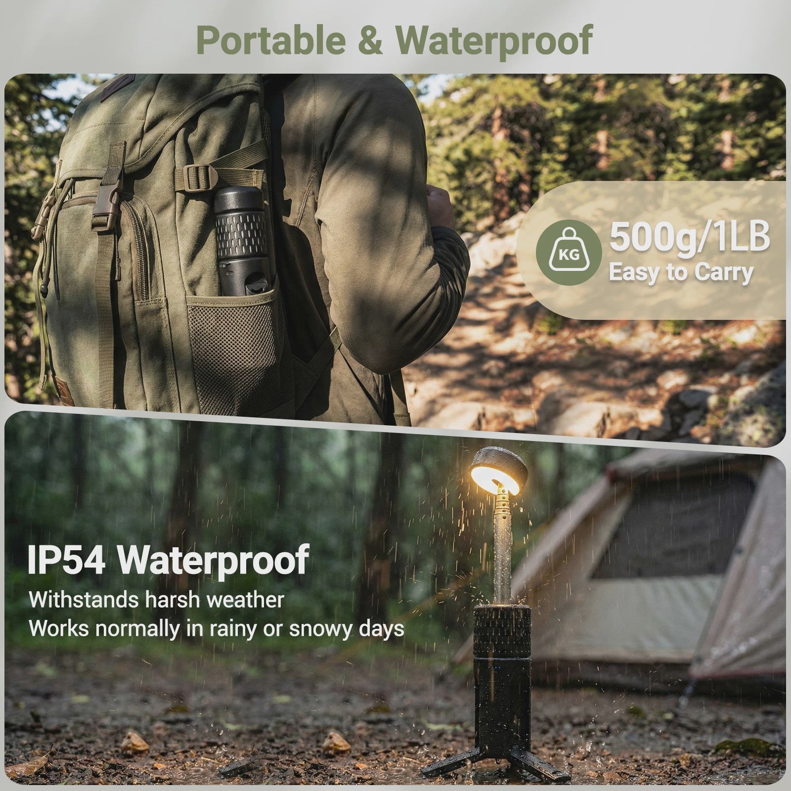 Telescopische Campinglamp met LED, Draagbare Noodverlichting & Powerbank Functie