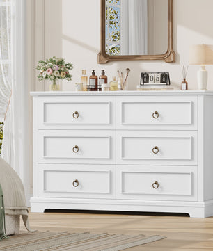 Stijlvolle Ladekast met 6 Lades - 120cm Breed - Houtnerf - Sideboard Kast voor Slaapkamer & Woonkamer