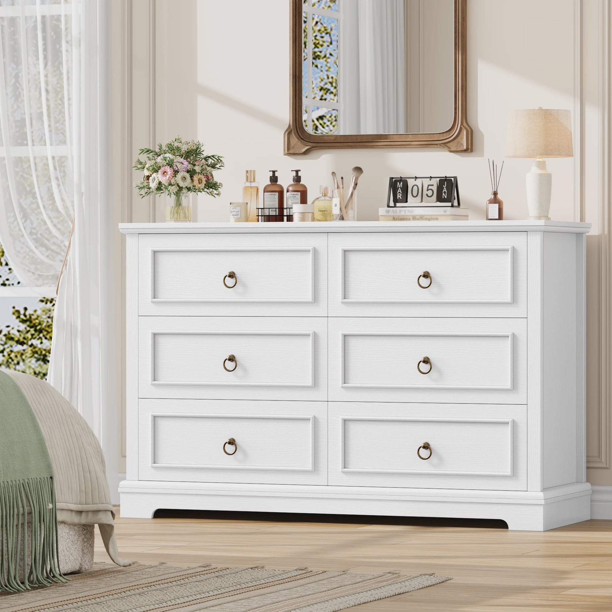 Stijlvolle Ladekast met 6 Lades - 120cm Breed - Houtnerf - Sideboard Kast voor Slaapkamer & Woonkamer