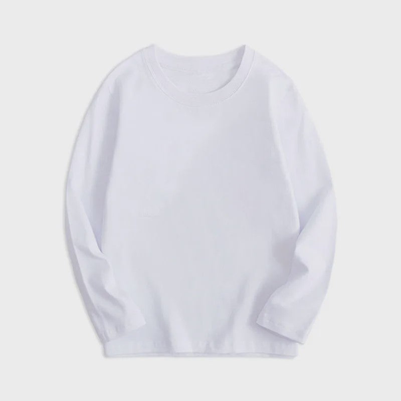 Kinder T-shirt met Lange Mouwen van Katoen - Uni Kleur Basis T-shirt voor Jongens en Meisjes - Perfect voor de Lente