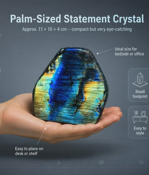 Unieke Labradoriet Kristal Decoratie - Natuurlijke Vorm, Blauw & Goud Sparkle