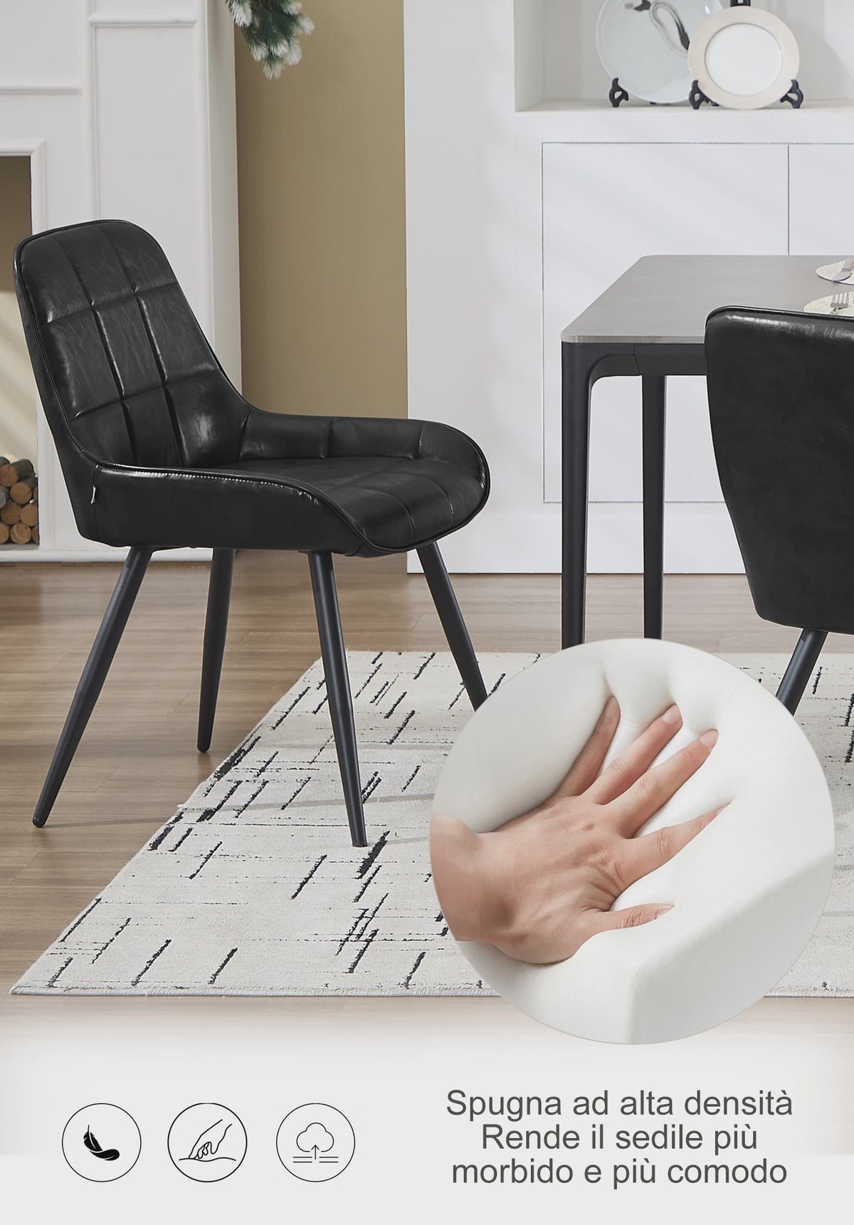 Set van 2 Ergonomische Velvet Eetkamerstoelen - Scandinavisch Design