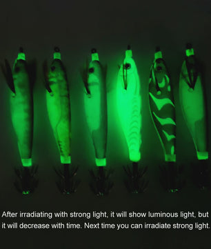 2x Luminous Squid Jigs - Kunst aas voor vis, 10cm, 9g, Kunst Octopus/Garnalen/Inktvis, Hard Bait