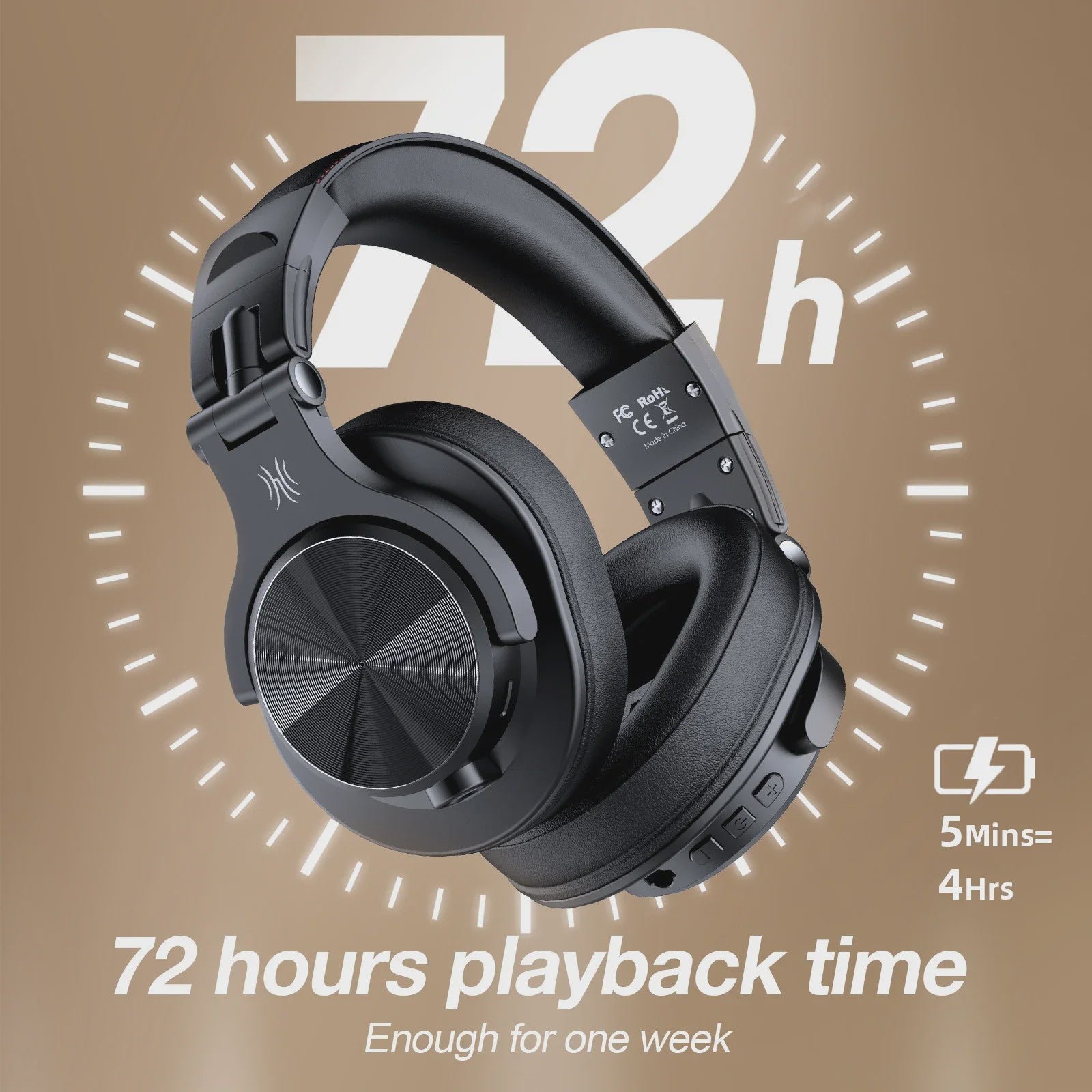 OneOdio Fusion A70 Draadloze Koptelefoon - Hi-Res Audio, 72u Batterij, Studio & DJ