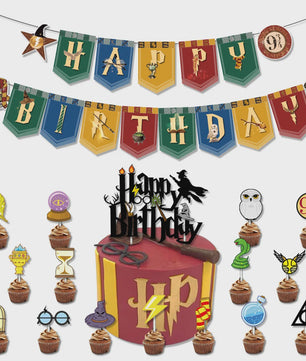 Harry Potter Verjaardagsfeest Decoratie Set - Banner, Cake Toppers & Ballonnen