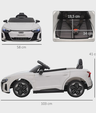 Elektrische Kinderauto Audi RS e-tron GT - Wit (103x58x41 cm) - Vanaf 3 Jaar