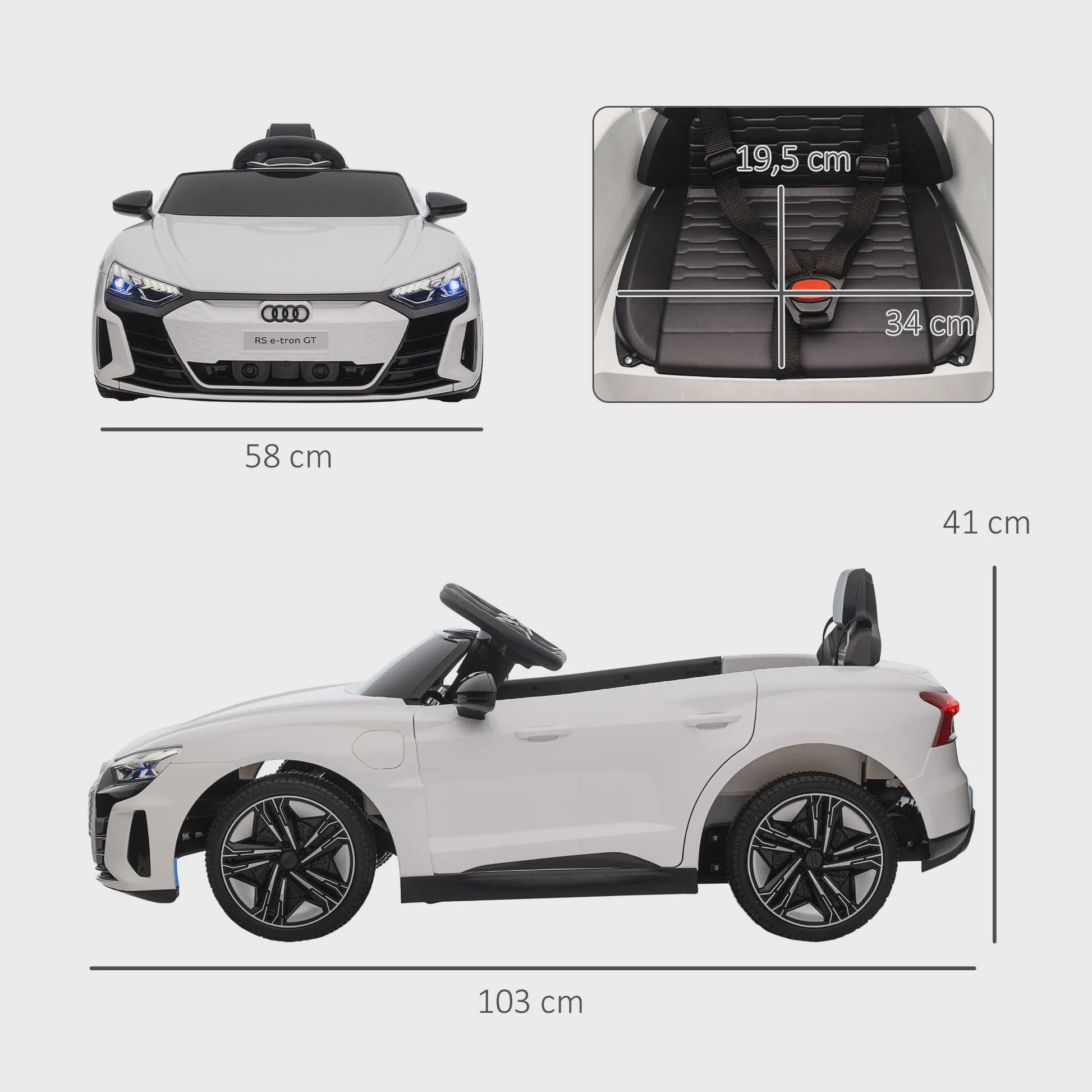 Elektrische Kinderauto Audi RS e-tron GT - Wit (103x58x41 cm) - Vanaf 3 Jaar