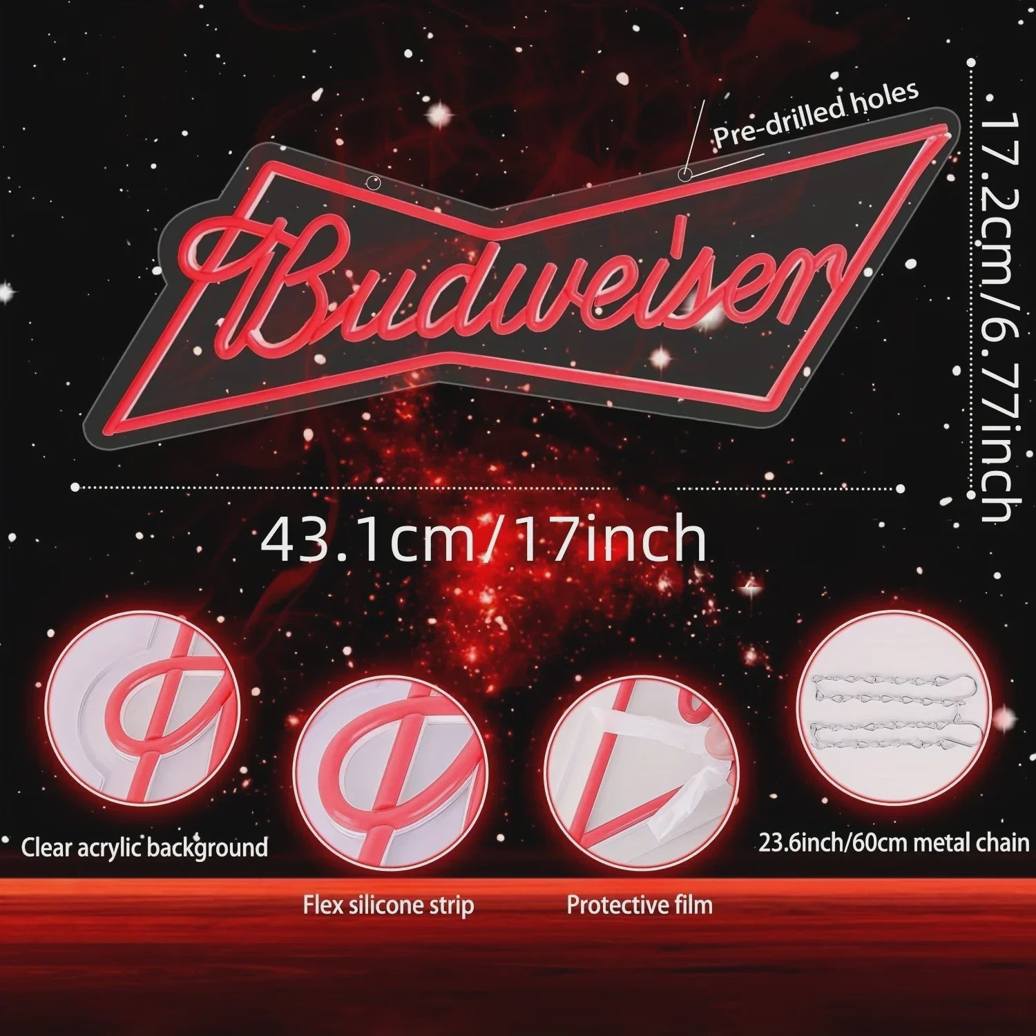 Budweiser Neon LED Lichtreclame - Bar Decoratie & Man Cave Verlichting