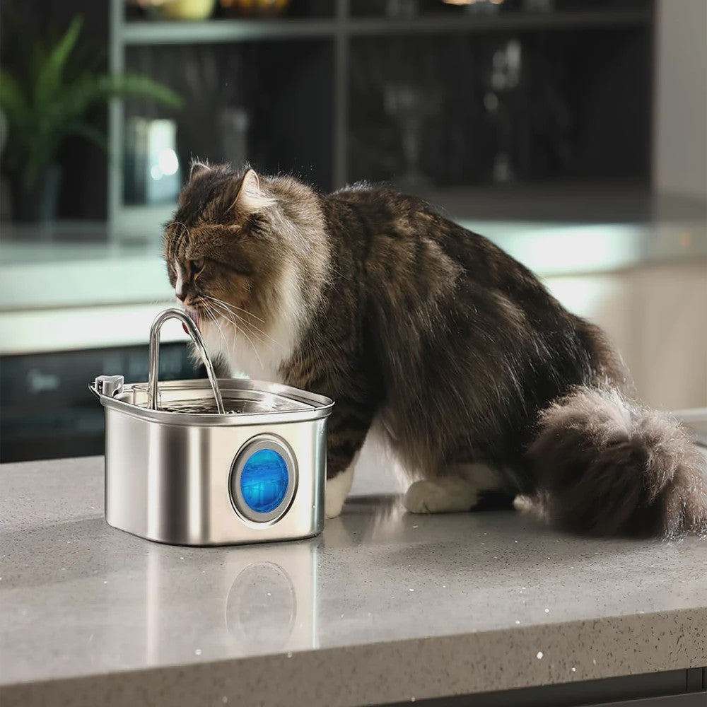 RVS Automatische Drinkfontein 3.2L voor Katten & Honden met Zichtvenster