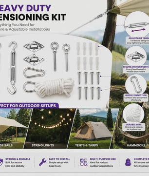 9-delige RVS Zonnezeil Ophangset - Complete Accessoires Kit
