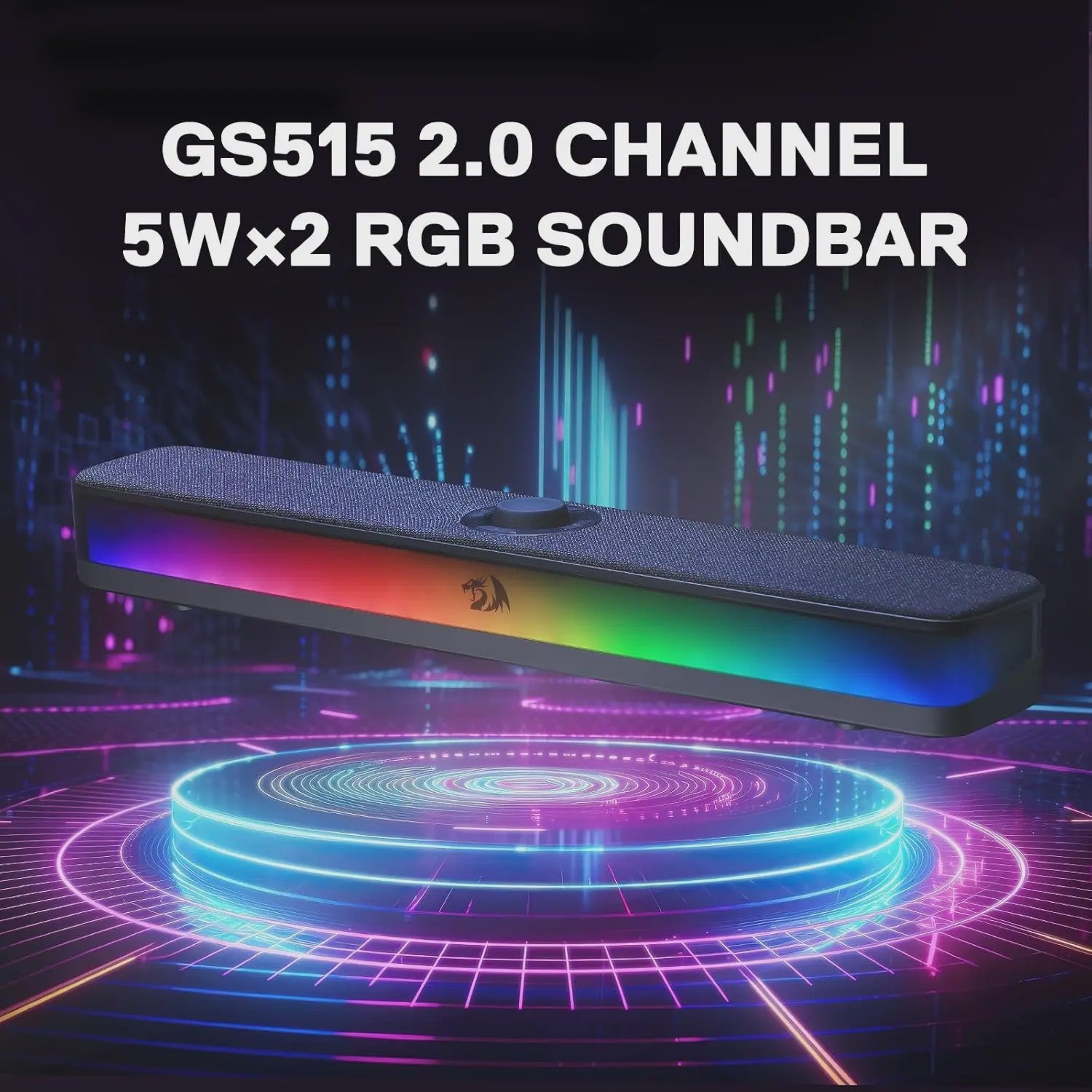 Redragon GS515 RGB Soundbar: Compacte Desktop Speaker met Bluetooth 5.3 & USB-C
