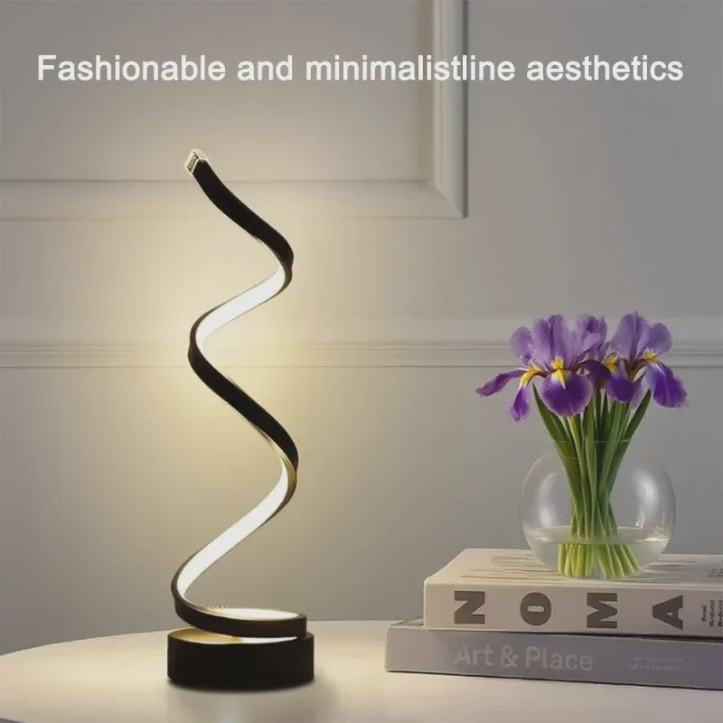 Moderne LED Spiral Tafellamp - 3 Kleurtemperaturen, Dimbaar, USB