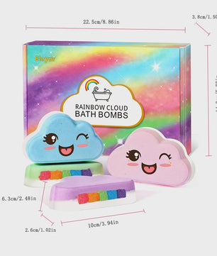 Regenboog Badbommen Set voor Kinderen - Handgemaakt, 4 Stuks, Cadeau voor Meisjes en Jongens