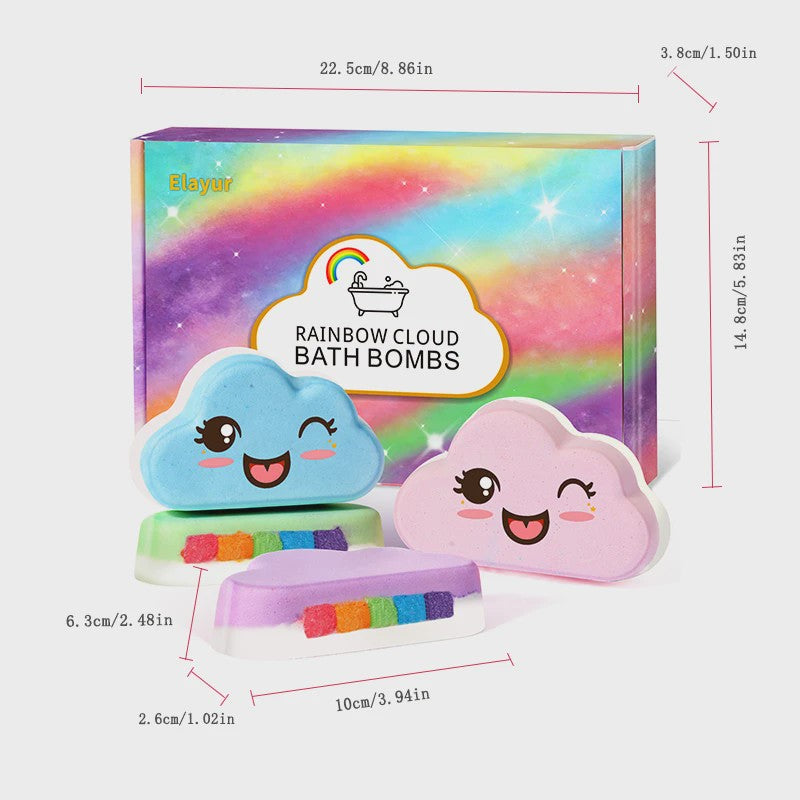 Regenboog Badbommen Set voor Kinderen - Handgemaakt, 4 Stuks, Cadeau voor Meisjes en Jongens