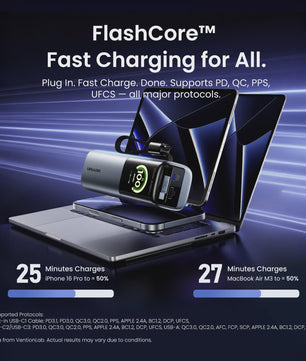 Vention 200W 25000mAh Powerbank: Draagbare Externe Batterij met Ingebouwde Kabels & PD Fast Charge