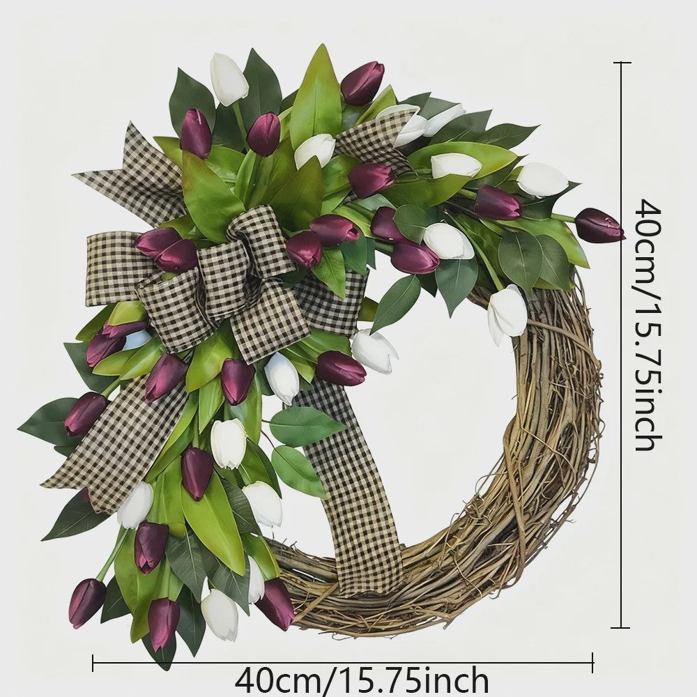 Luxe Tulpen Krans - Voorjaar & Feest Decoratie - Deurhanger