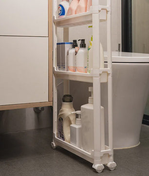 Smalle Opbergkast met Wielen - Ruimtebesparend Trolley Rek voor Badkamer & Keuken