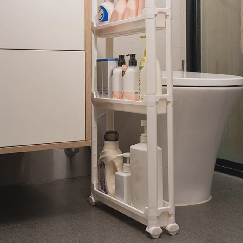 Smalle Opbergkast met Wielen - Ruimtebesparend Trolley Rek voor Badkamer & Keuken