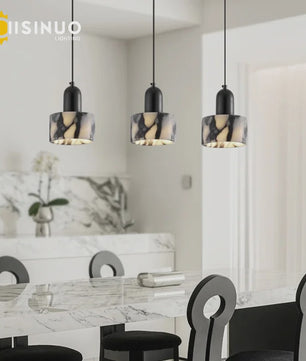 Luxe Marmeren Hanglamp - Verstelbare Snoer - Sfeervolle Verlichting voor Woonkamer & Slaapkamer