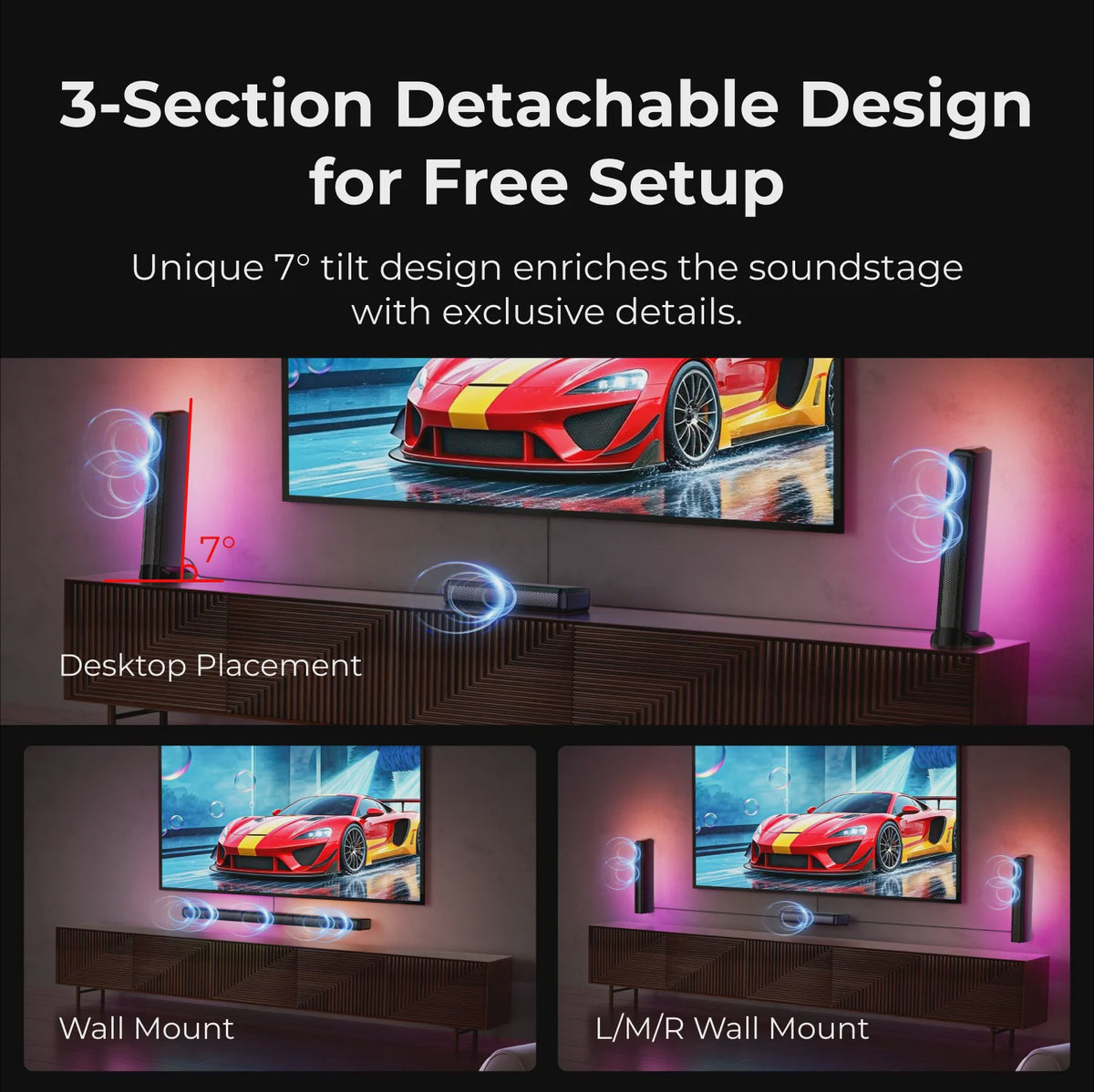 ULTIMEA Apollo S70 Ultra Soundbar: 7.1ch Surround, 410W, Subwoofer & RGB