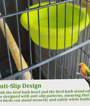 Vogelbadje met Ophangring - Groen Plastic Kom - 12cm Diameter