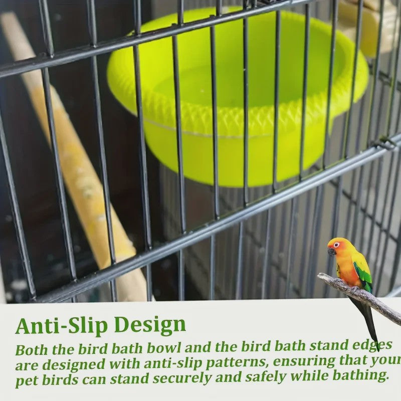 Vogelbadje met Ophangring - Groen Plastic Kom - 12cm Diameter