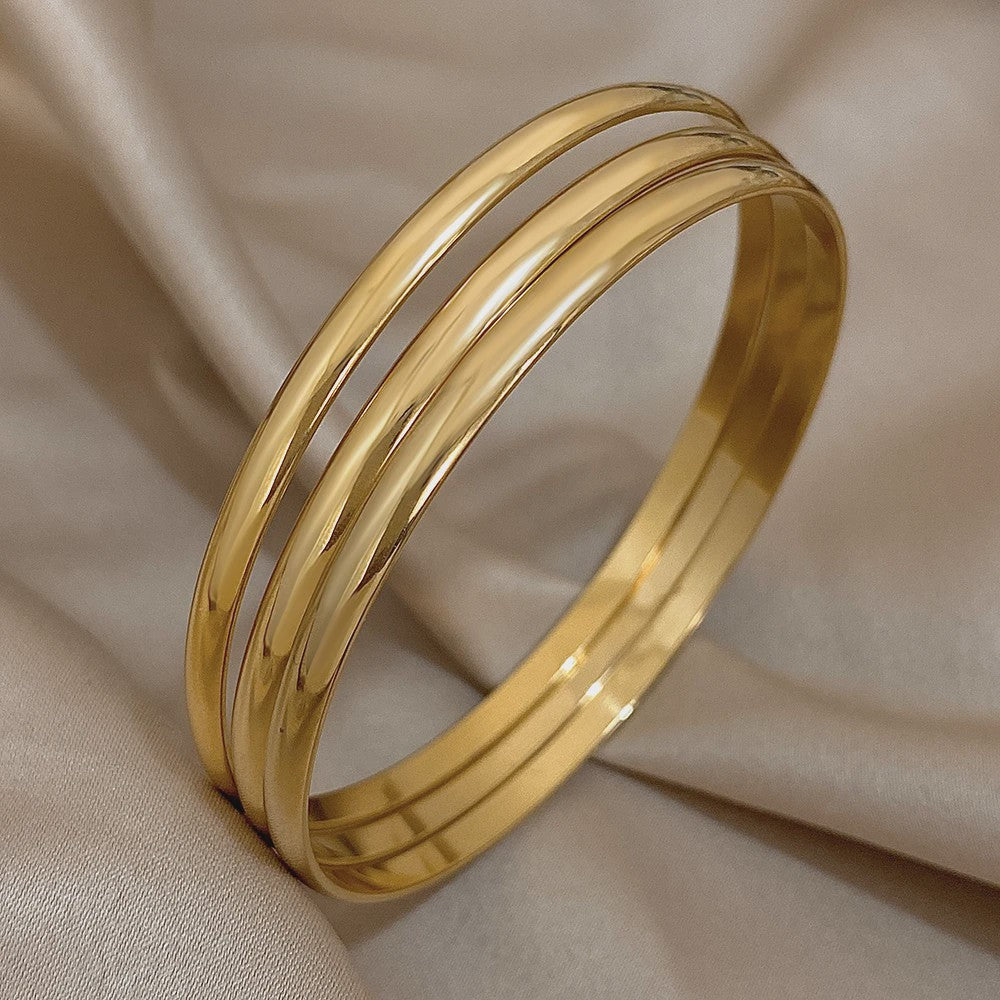 Set van 3 Gouden Bangle Armbanden - 18K Verguld Roestvrij Staal