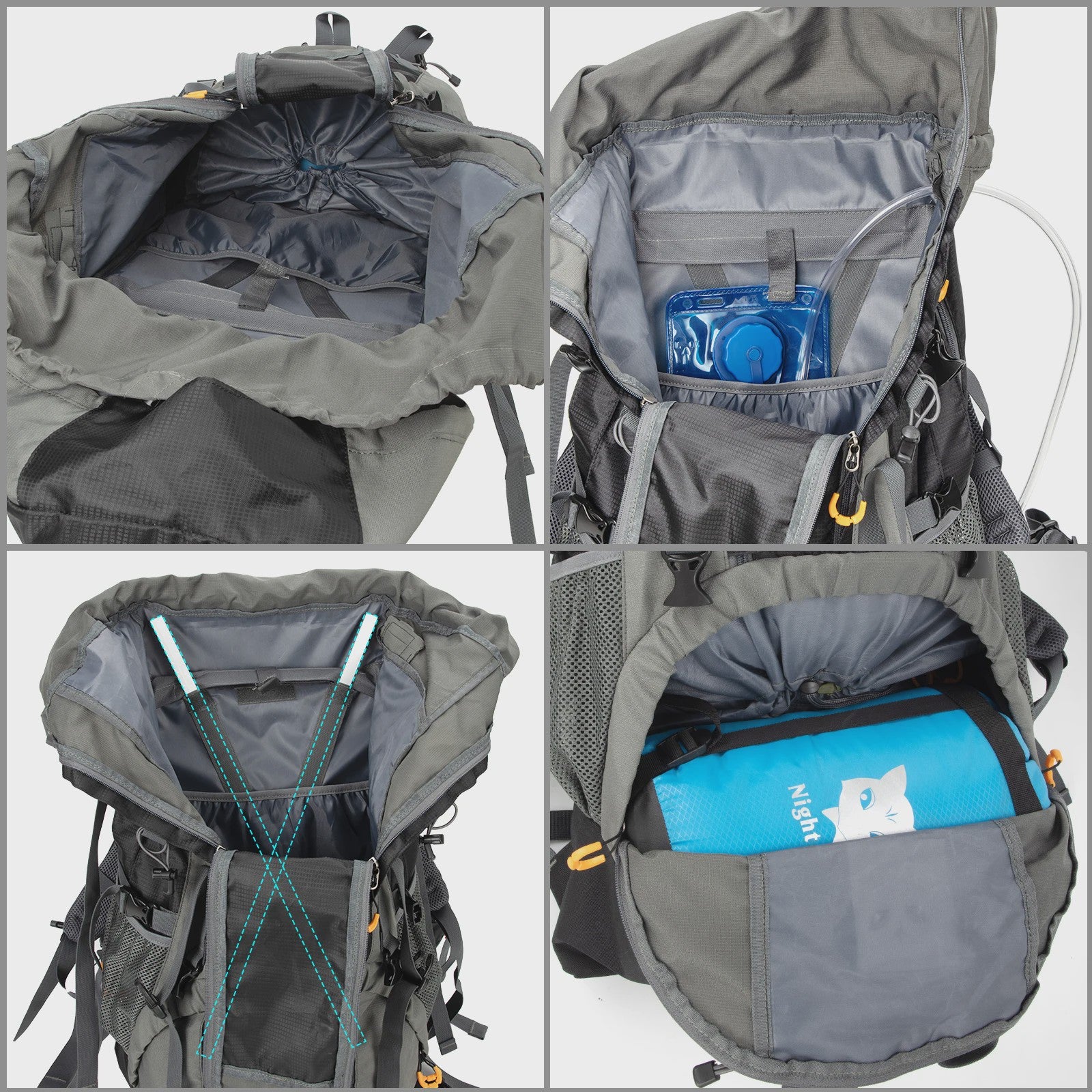Night Cat Kampeerrugzak 70L/90L - Waterdicht, Lichtgewicht & Ademend - Outdoor Rugzak voor Wandelen & Reizen
