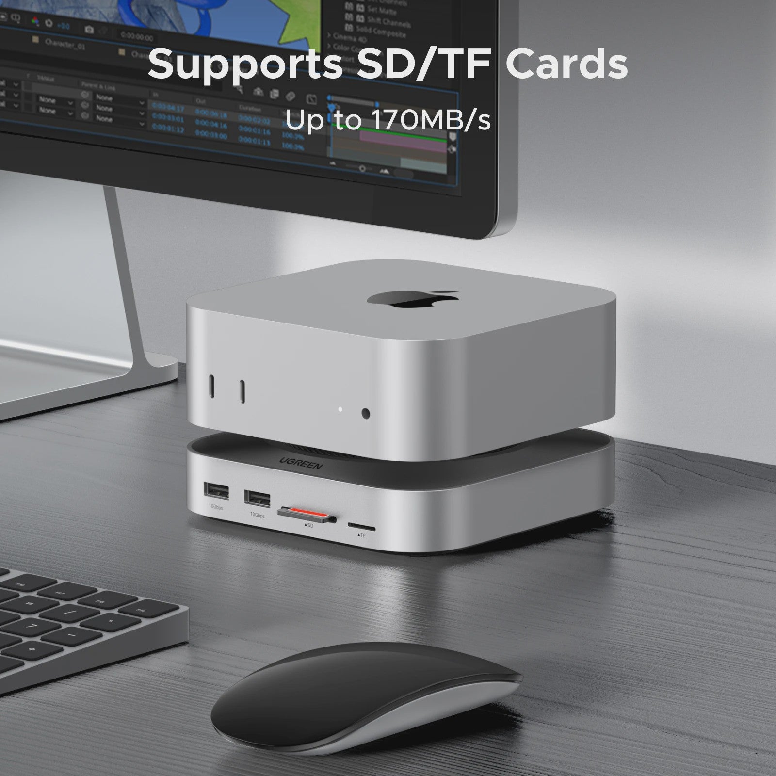 UGREEN Docking Station & M.2 NVMe SSD Enclosure voor Mac Mini M4