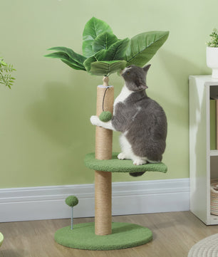 Kattenboom 83 cm met Krabpaal, Speelballetjes en Pluche Platformen