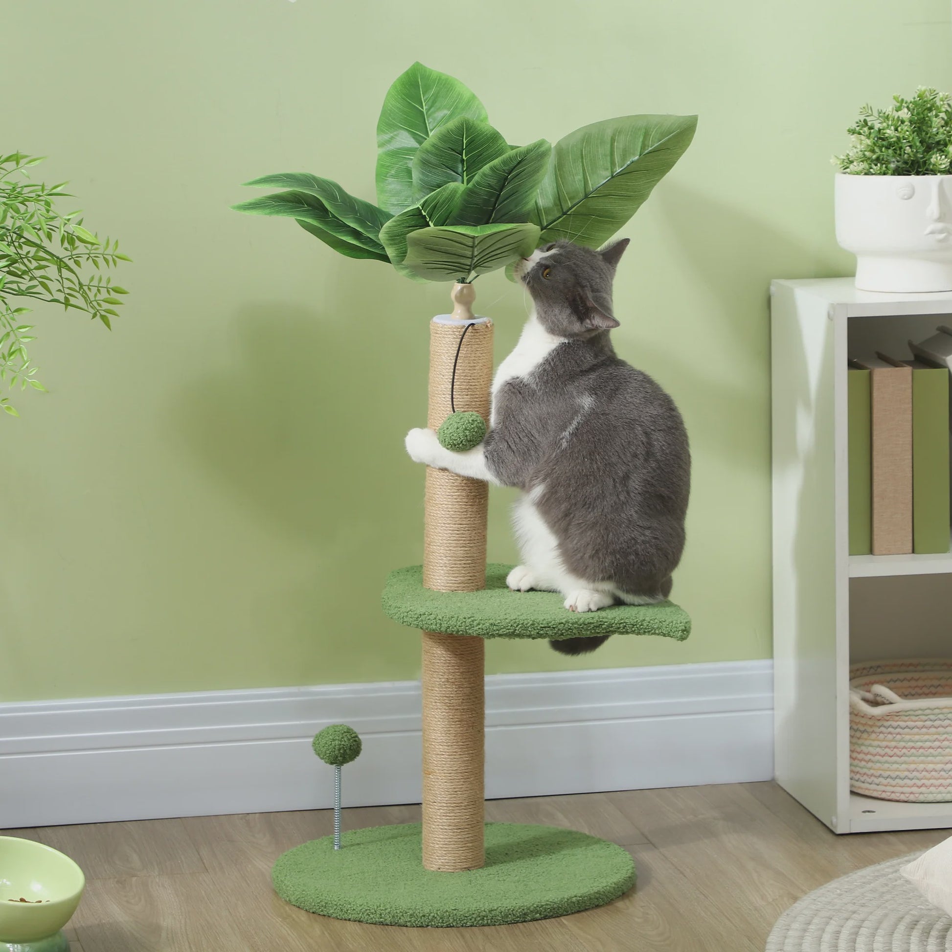 Kattenboom 83 cm met Krabpaal, Speelballetjes en Pluche Platformen
