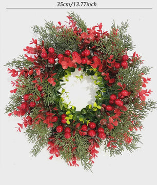 Kunstkerstkrans Rode Bessen 35cm - Sfeervolle Winter en Kerstdecoratie
