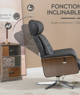 Luxe Relaxfauteuil met Voetenbank, Verstelbare Rugleuning en Hoofdsteun - Zwart