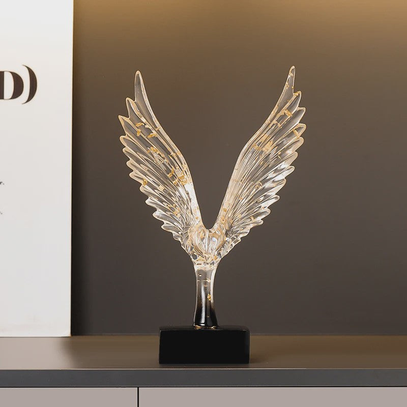 Abstracte Gouden Adelaar Sculptuur - Decoratieve Hars Beeldje voor Thuis