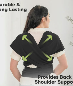 Zachte Baby Draagdoek Zwart - Handsfree & Ergonomisch voor Comfortabel Bonden