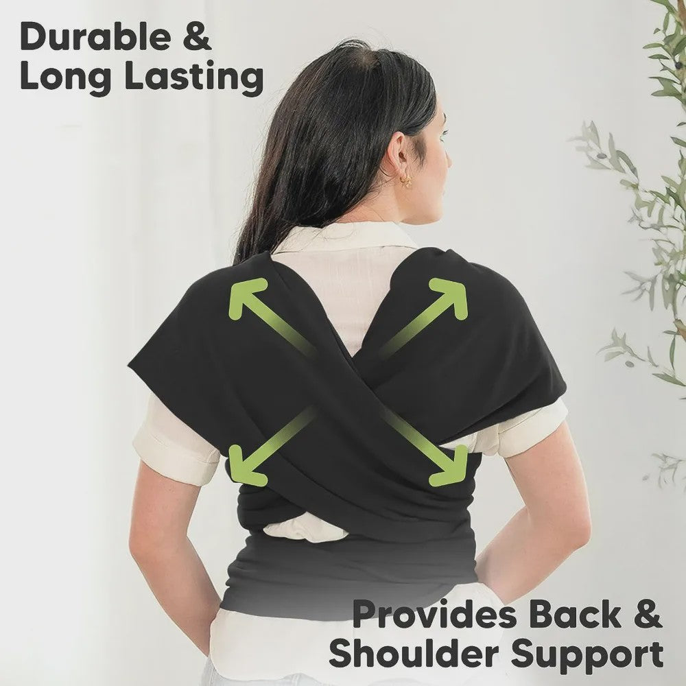 Zachte Baby Draagdoek Zwart - Handsfree & Ergonomisch voor Comfortabel Bonden