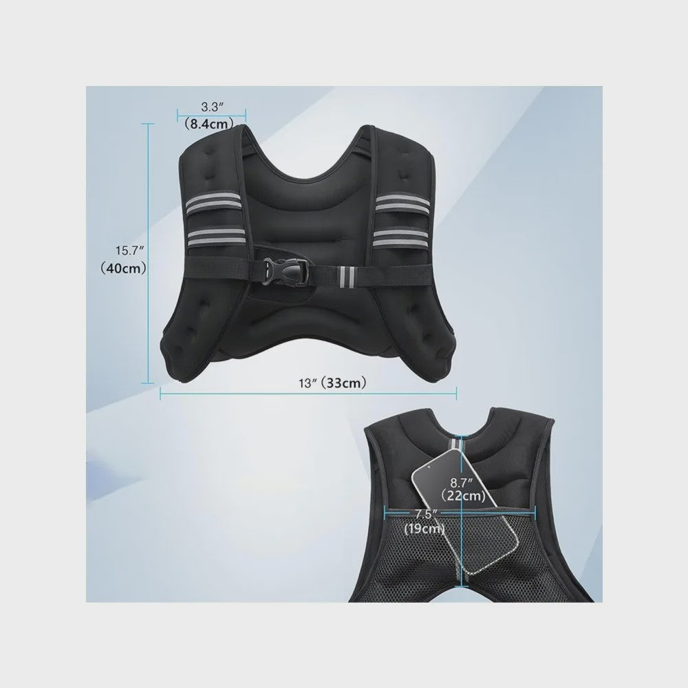 Verzwaarde Vest 5.4kg (12 Lbs) - Verstelbaar & Ademend voor Fitness, Yoga, Jogging