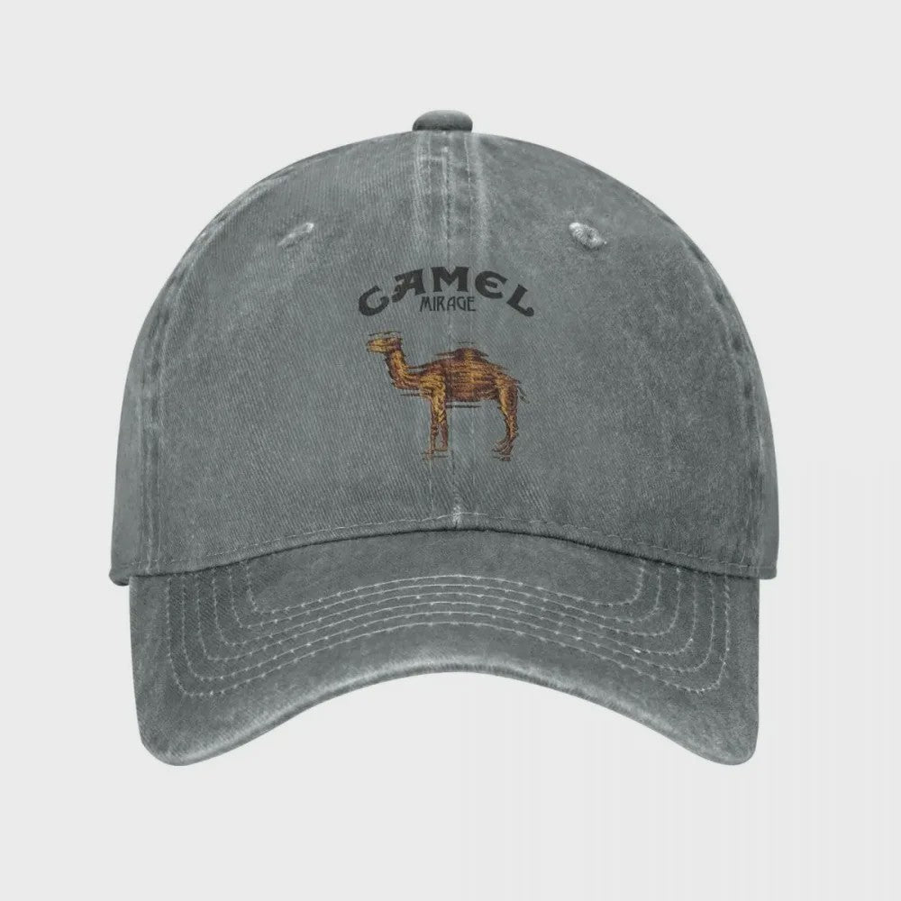 Vintage Trucker Cap met Camel Print - Verstelbaar en Washed Look